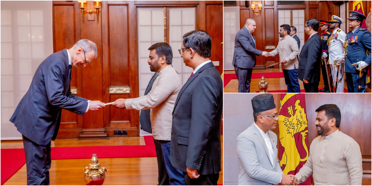 නව විදේශ තානාපතිවරු තිදෙනෙක් ජනපතිට අක්ත පත්ර භාර දෙයි නව විදේශ තානාපතිවරු තිදෙනෙක් ජනපතිට අක්ත පත්ර භාර දෙයි